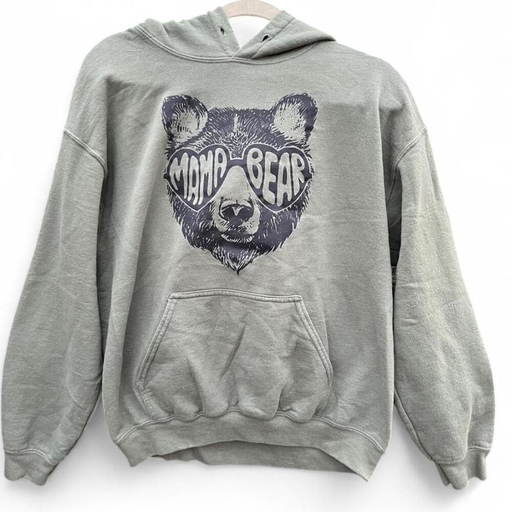 Mama Bear Graphic Hoodie | Sage Green Pullover | Cozy Mom Sweatshirt